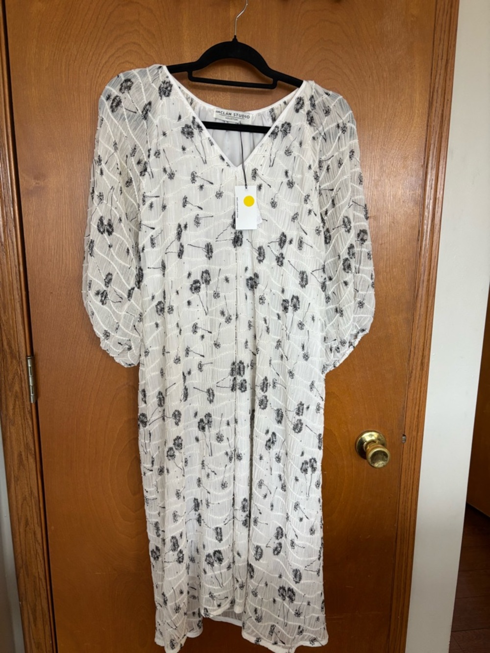 White Black Floral Midi Dress